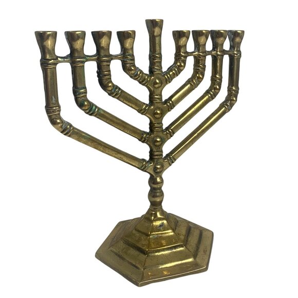 Vintage Meir Cohen Ltd Giftware Brass Menorah Candle Holder 9 Branch - Picture 3 of 8